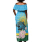 Rwanda Independence Day Off Shoulder Maxi Dress Leopard With Roses