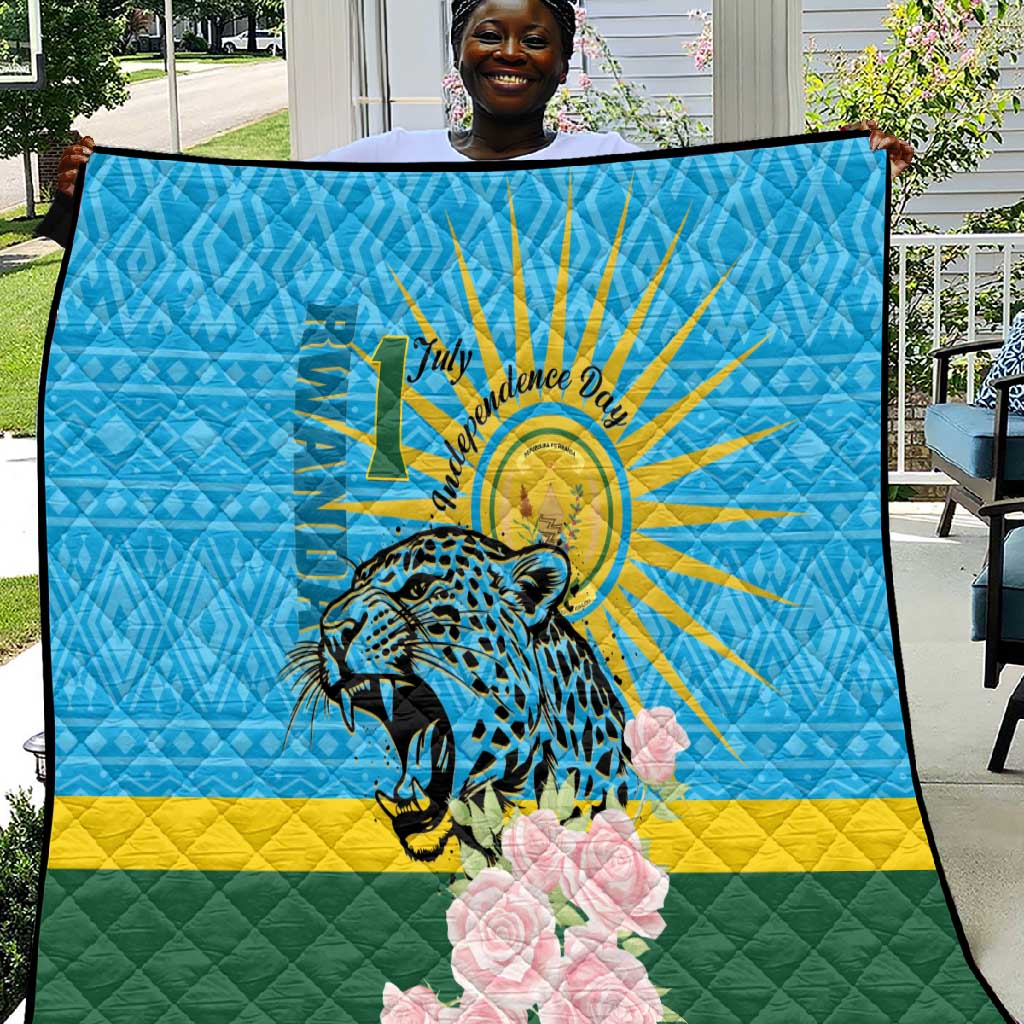 Rwanda Independence Day Quilt Leopard With Roses