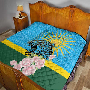 Rwanda Independence Day Quilt Leopard With Roses