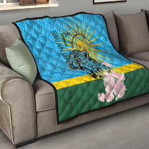 Rwanda Independence Day Quilt Leopard With Roses