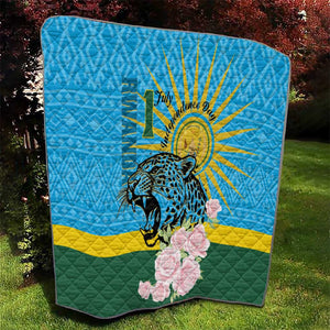 Rwanda Independence Day Quilt Leopard With Roses