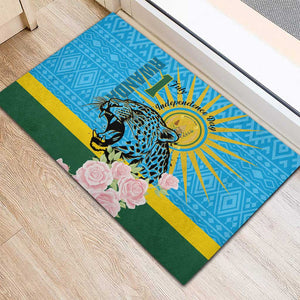 Rwanda Independence Day Rubber Doormat Leopard With Roses