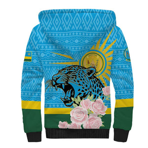 Rwanda Independence Day Sherpa Hoodie Leopard With Roses