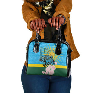 Rwanda Independence Day Shoulder Handbag Leopard With Roses