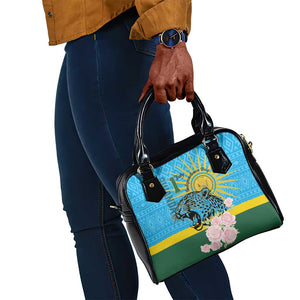 Rwanda Independence Day Shoulder Handbag Leopard With Roses