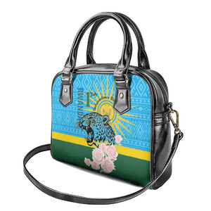 Rwanda Independence Day Shoulder Handbag Leopard With Roses