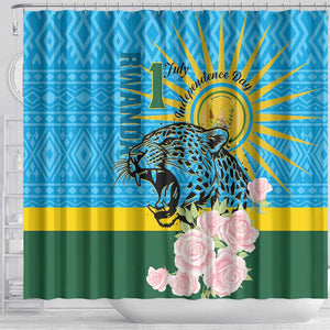 Rwanda Independence Day Shower Curtain Leopard With Roses