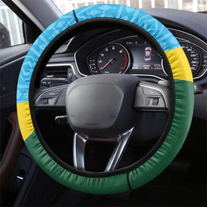 Rwanda Independence Day Steering Wheel Cover Leopard With Roses