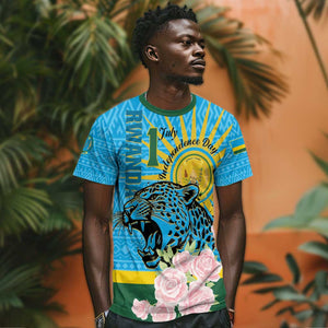 Rwanda Independence Day T shirt Leopard With Roses