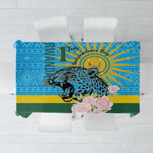 Rwanda Independence Day Tablecloth Leopard With Roses