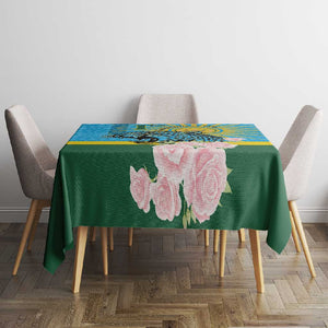 Rwanda Independence Day Tablecloth Leopard With Roses