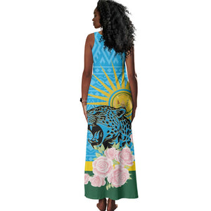 Rwanda Independence Day Tank Maxi Dress Leopard With Roses