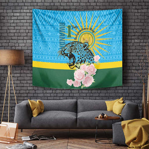 Rwanda Independence Day Tapestry Leopard With Roses