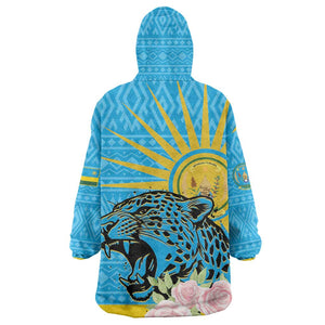 Rwanda Independence Day Wearable Blanket Hoodie Leopard With Roses