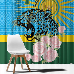 Rwanda Independence Day Window Curtain Leopard With Roses