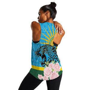 Rwanda Independence Day Women Racerback Tank Leopard With Roses