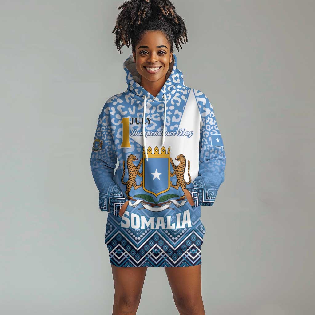 Personalized Somalia Independence Day Hoodie Dress African Leopard Pattern