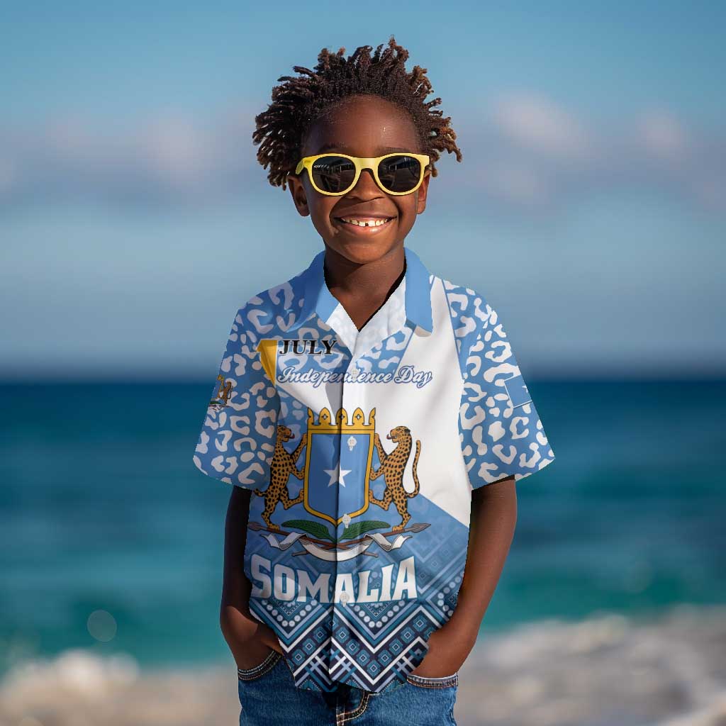 Personalized Somalia Independence Day Kid Hawaiian Shirt African Leopard Pattern