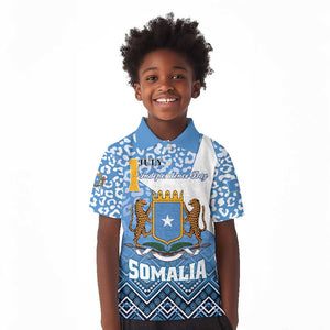 Personalized Somalia Independence Day Kid Polo Shirt African Leopard Pattern