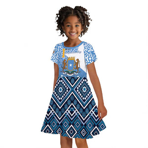 Personalized Somalia Independence Day Kid Short Sleeve Dress African Leopard Pattern