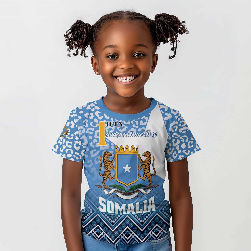 Personalized Somalia Independence Day Kid T shirt African Leopard Pattern