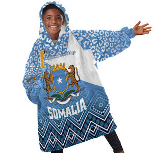 Personalized Somalia Independence Day Kid Wearable Blanket Hoodie African Leopard Pattern