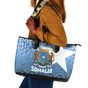 Somalia Independence Day Leather Tote Bag African Leopard Pattern