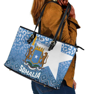 Somalia Independence Day Leather Tote Bag African Leopard Pattern