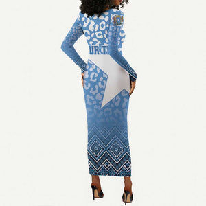 Personalized Somalia Independence Day Long Sleeve Bodycon Dress African Leopard Pattern