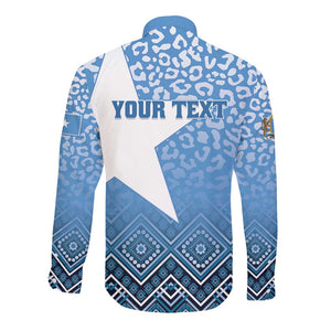 Personalized Somalia Independence Day Long Sleeve Button Shirt African Leopard Pattern