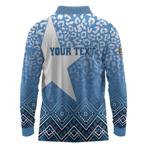 Personalized Somalia Independence Day Long Sleeve Polo Shirt African Leopard Pattern