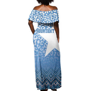 Personalized Somalia Independence Day Off Shoulder Maxi Dress African Leopard Pattern