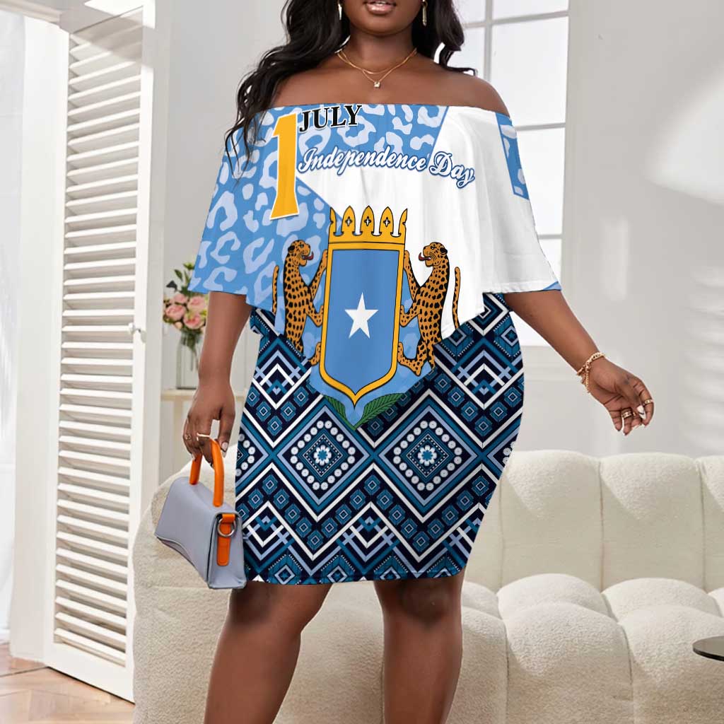 Personalized Somalia Independence Day Off Shoulder Short Dress African Leopard Pattern