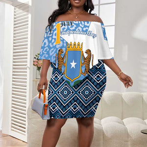 Personalized Somalia Independence Day Off Shoulder Short Dress African Leopard Pattern