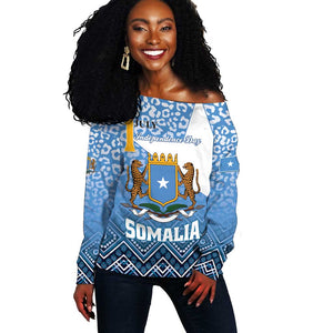 Personalized Somalia Independence Day Off Shoulder Sweater African Leopard Pattern