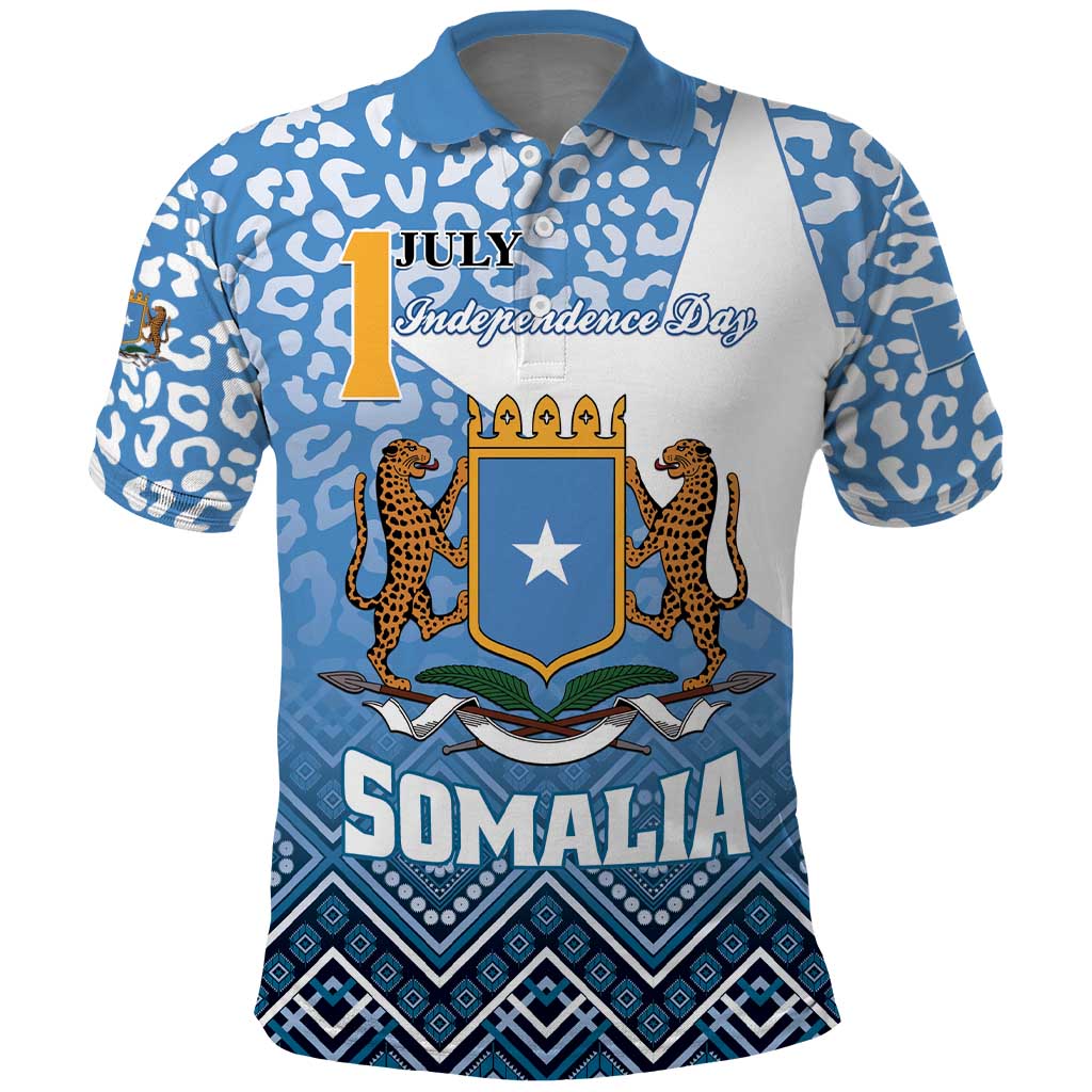 Personalized Somalia Independence Day Polo Shirt African Leopard Pattern