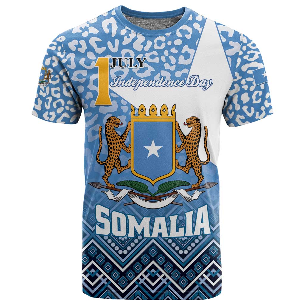 Personalized Somalia Independence Day T shirt African Leopard Pattern