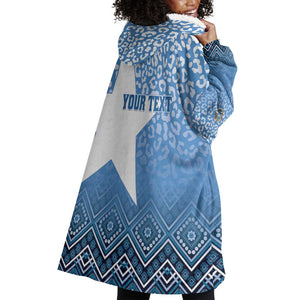 Personalized Somalia Independence Day Wearable Blanket Hoodie African Leopard Pattern