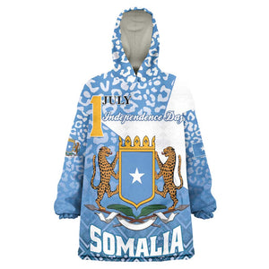 Personalized Somalia Independence Day Wearable Blanket Hoodie African Leopard Pattern