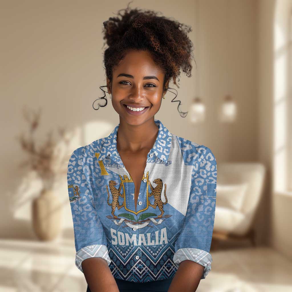 Personalized Somalia Independence Day Women Casual Shirt African Leopard Pattern