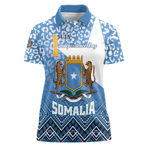 Personalized Somalia Independence Day Women Polo Shirt African Leopard Pattern