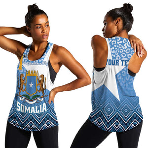 Personalized Somalia Independence Day Women Racerback Tank African Leopard Pattern