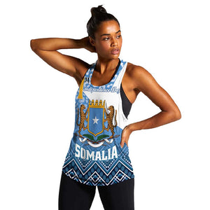 Personalized Somalia Independence Day Women Racerback Tank African Leopard Pattern