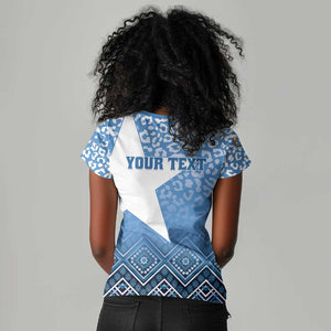 Personalized Somalia Independence Day Women V-Neck T-Shirt African Leopard Pattern