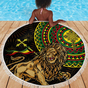 Ethiopia National Day Beach Blanket Lion Of Judah African Pattern