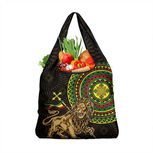Ethiopia National Day Grocery Bag Lion Of Judah African Pattern