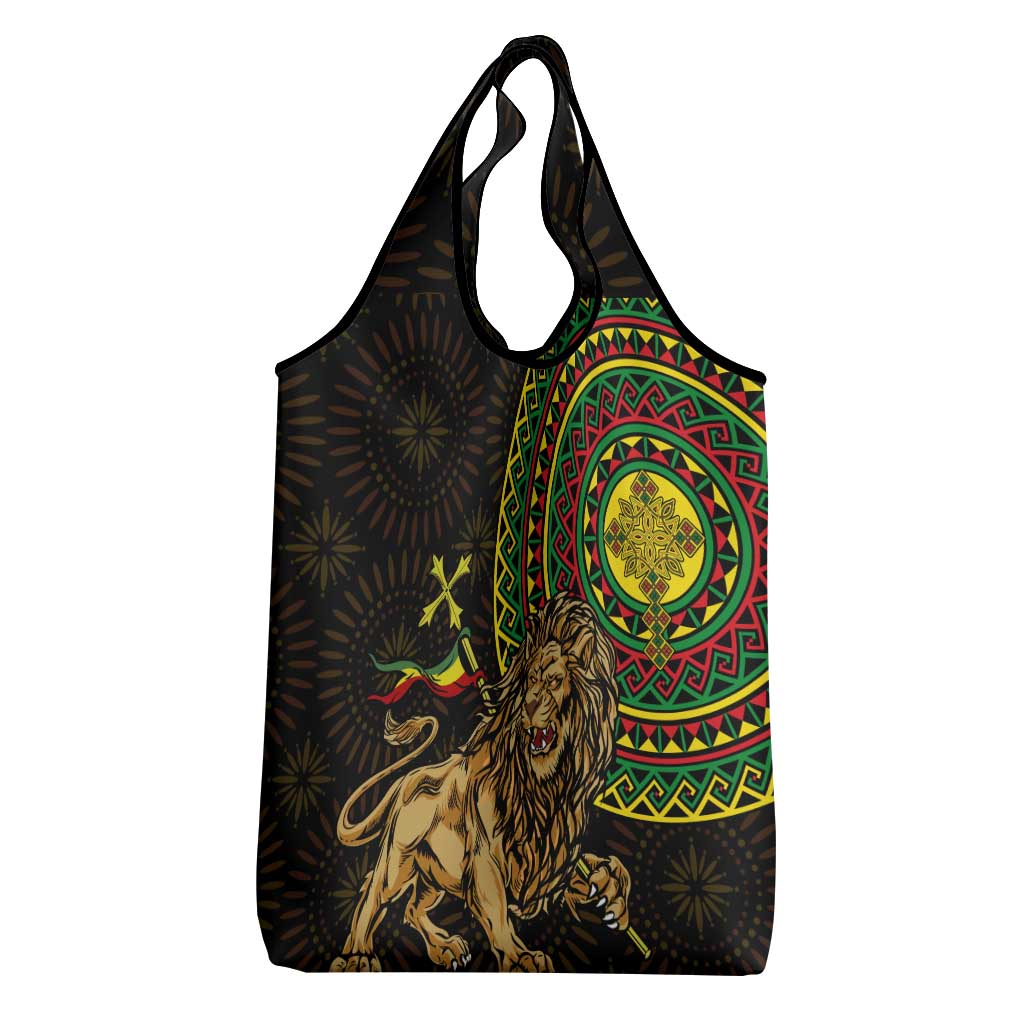 Ethiopia National Day Grocery Bag Lion Of Judah African Pattern