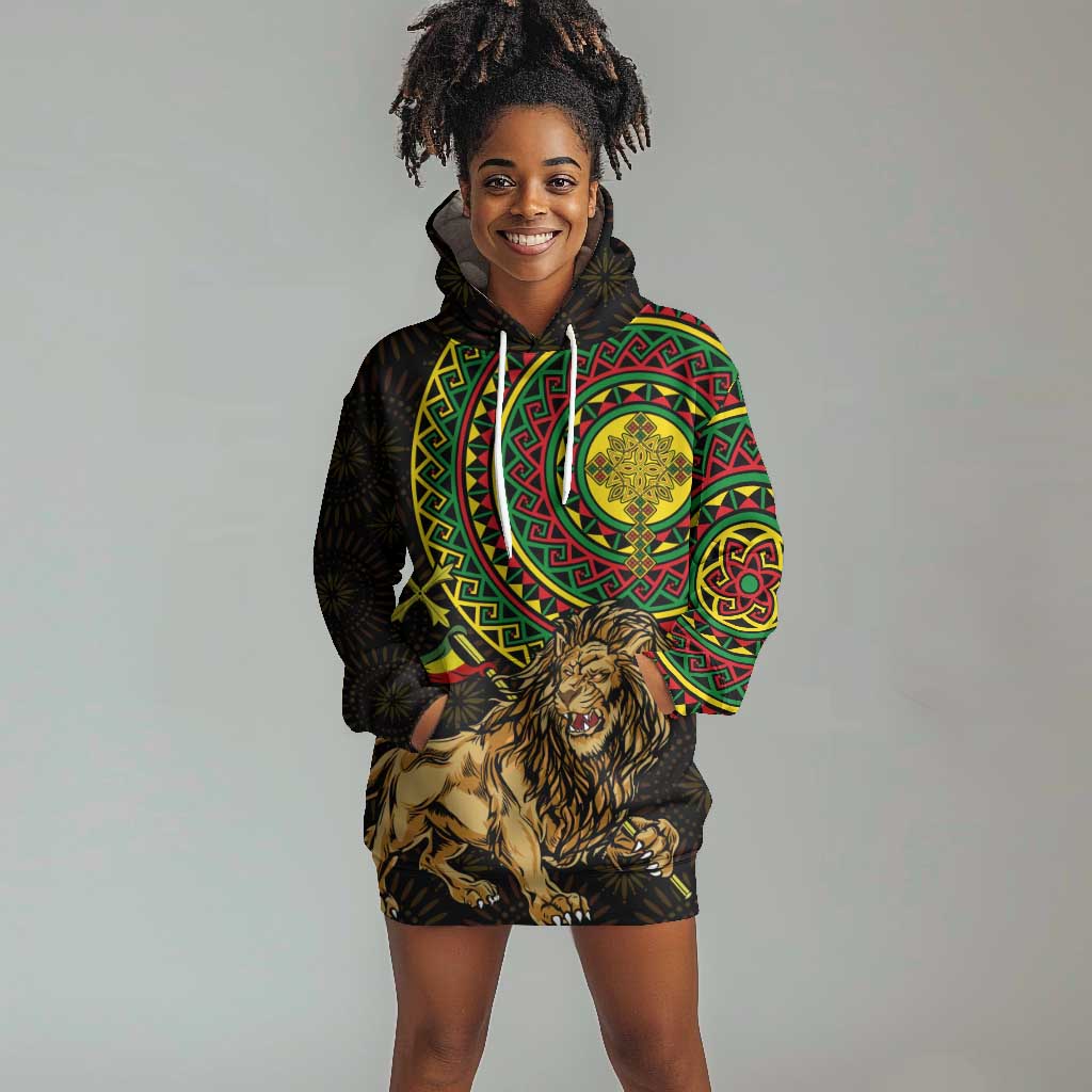 Ethiopia National Day Hoodie Dress Lion Of Judah African Pattern