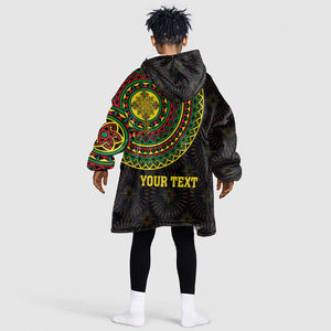 Ethiopia National Day KId Wearable Blanket Hoodie Lion Of Judah African Pattern