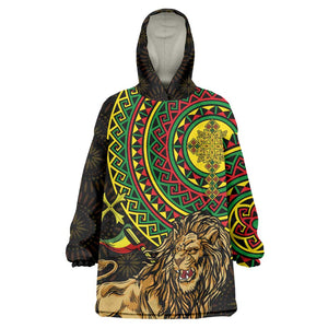 Ethiopia National Day KId Wearable Blanket Hoodie Lion Of Judah African Pattern